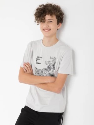 Zdjęcie produktu Szary t-shirt z nadrukiem z przodu