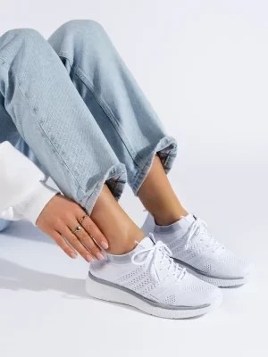 Zdjęcie produktu Sznurowane buty sportowe damskie białe Shelvt