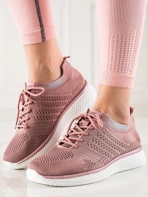 Zdjęcie produktu Sznurowane buty sportowe damskie różowe Shelvt