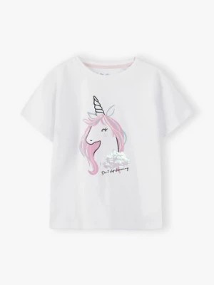 Zdjęcie produktu T-shirt bawełniany dla dziewczynki z jednorożcem 5.10.15.