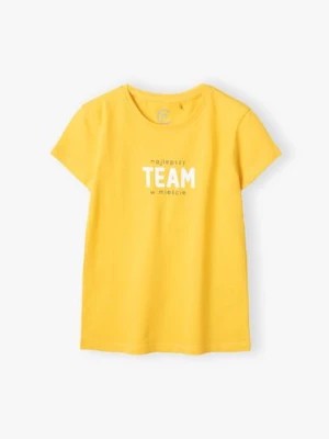 Zdjęcie produktu T-shirt bawełniany żółty z napisem Najlepszy team w mieście Family Concept by 5.10.15.