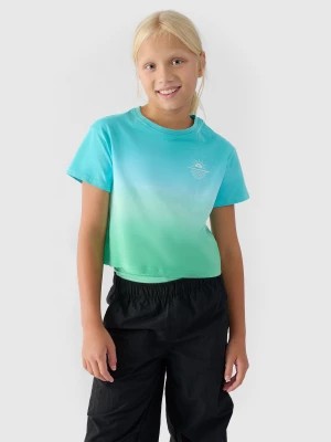 Zdjęcie produktu T-shirt cropped z nadrukiem dziewczęcy - multikolor 4F