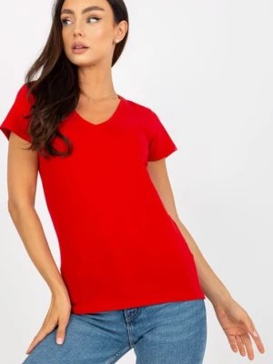 Zdjęcie produktu T-shirt damski dzianinowy czerwony BASIC FEEL GOOD