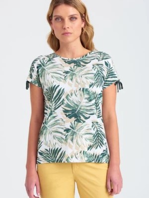 Zdjęcie produktu T-shirt damski w roślinne wzory Greenpoint