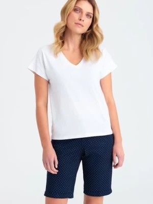 Zdjęcie produktu T-shirt damski z dekoltem w serek biały Greenpoint