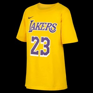 Zdjęcie produktu T-shirt dla dużych dzieci (chłopców) Nike NBA LeBron James Los Angeles Lakers - Żółty