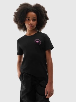Zdjęcie produktu T-shirt gładki dziewczęcy - czarny 4F JUNIOR