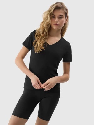 Zdjęcie produktu T-shirt gładki z bawełną organiczną damski - czarny 4F