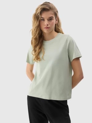 Zdjęcie produktu T-shirt gładki z bawełną organiczną damski - zielony 4F