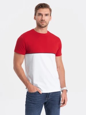 Zdjęcie produktu T-shirt męski bawełniany dwukolorowy - czerwono-biały V6 S1619
 -                                    M