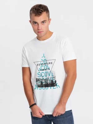 Zdjęcie produktu T-shirt męski bawełniany z nadrukiem - biały V1 OM-TSPT-0165
 -                                    S
