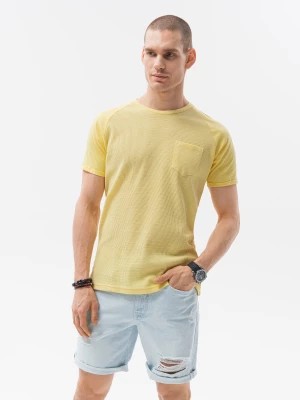 Zdjęcie produktu T-shirt męski bez nadruku - żółty S1182
 -                                    XXL