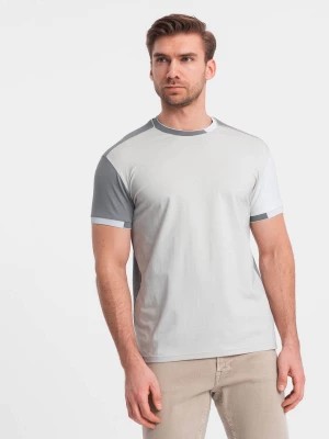 Zdjęcie produktu T-shirt męski z elastanem z kolorowymi rękawami - szary V4 OM-TSCT-0176
 -                                    XL