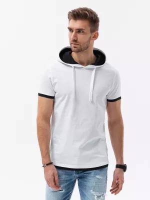 Zdjęcie produktu T-shirt męski z kapturem - biały V1 S1376
 -                                    XXL