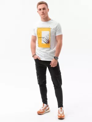 Zdjęcie produktu T-shirt męski z nadrukiem - biały V-13A S1434
 -                                    XL