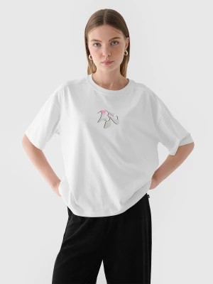 Zdjęcie produktu T-shirt oversize z nadrukiem damski - biały 4F