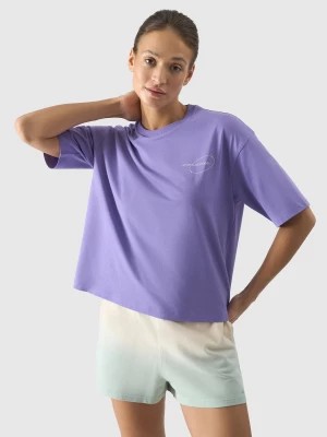 Zdjęcie produktu T-shirt oversize z nadrukiem damski - fioletowy 4F
