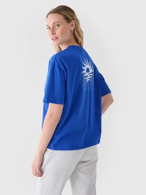 Zdjęcie produktu T-shirt oversize z nadrukiem damski - niebieski 4F