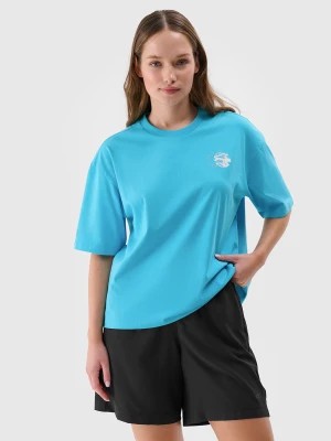 Zdjęcie produktu T-shirt oversize z nadrukiem damski - turkusowy 4F
