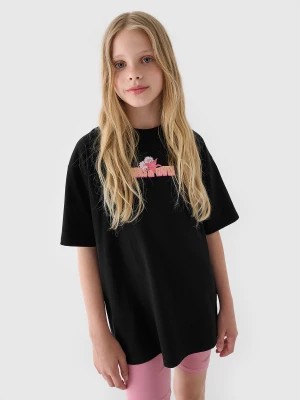 Zdjęcie produktu T-shirt oversize z nadrukiem dziewczęcy - czarny 4F