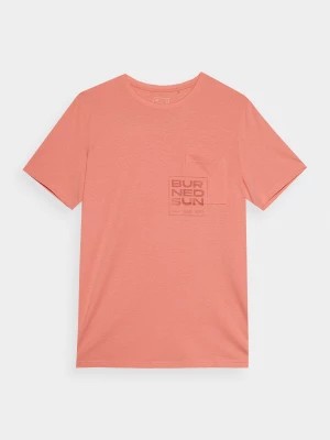 Zdjęcie produktu T-shirt regular z bawełny organicznej z nadrukiem męski - pomarańczowy 4F