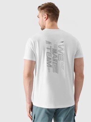 Zdjęcie produktu T-shirt regular z nadrukiem męski - biały 4F