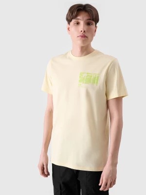 Zdjęcie produktu T-shirt regular z nadrukiem męski - żółty 4F