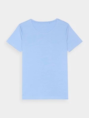 Zdjęcie produktu T-shirt slim gładki damski - denim 4F