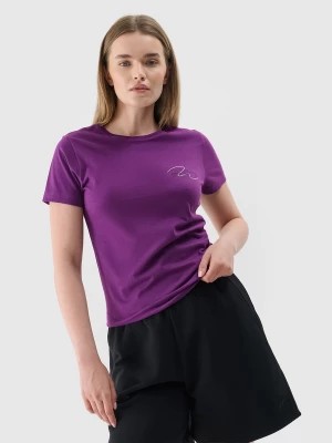Zdjęcie produktu T-shirt slim z nadrukiem damski - fioletowy 4F