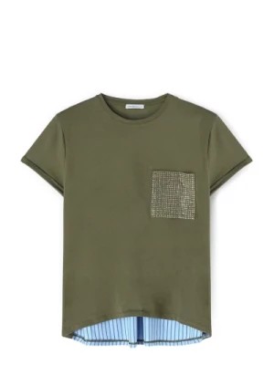 Zdjęcie produktu T-shirt w paski z kieszonką z kryształkami Motivi