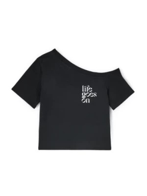 Zdjęcie produktu T-shirt z asymetrycznym dekoltem i logo Motivi