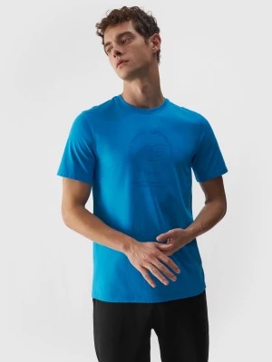 Zdjęcie produktu T-shirt z bawełny organicznej z nadrukiem męski - niebieski 4F