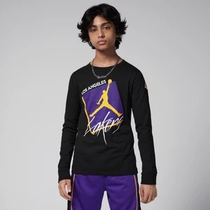 Zdjęcie produktu T-shirt z długim rękawem dla dużych dzieci (chłopców) Jordan Max90 NBA Los Angeles Lakers Courtside Statement Edition - Czerń