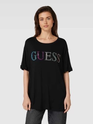 Zdjęcie produktu T-shirt z mieszanki wiskozy i elastanu z nadrukiem z logo Guess