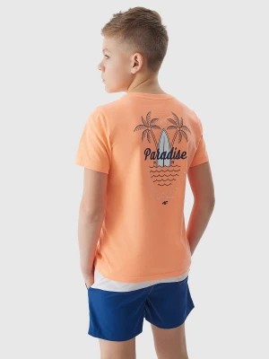 Zdjęcie produktu T-shirt z nadrukiem chłopięcy - pomarańczowy 4F JUNIOR