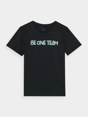 Zdjęcie produktu T-shirt z nadrukiem dziewczęcy - czarny 4F JUNIOR
