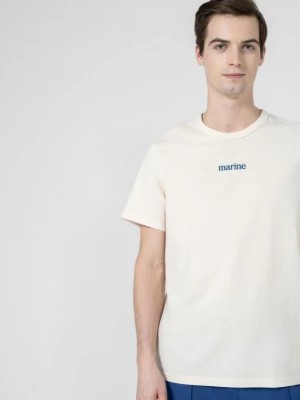 Zdjęcie produktu T-shirt z nadrukiem męski - kremowy OUTHORN