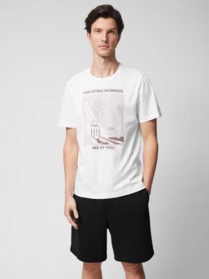Zdjęcie produktu T-shirt z nadrukiem męski - złamana biel OUTHORN