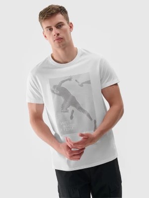 Zdjęcie produktu T-shirt z nadrukiem regular męski - biały 4F