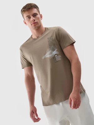 Zdjęcie produktu T-shirt z nadrukiem regular męski - khaki 4F