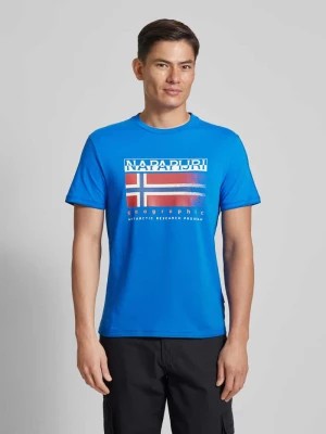 Zdjęcie produktu T-shirt z nadrukiem z logo i napisem model ‘S-KREIS’ Napapijri