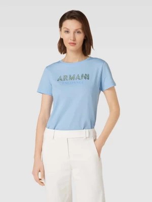 Zdjęcie produktu T-shirt z obszyciem ozdobnymi kamieniami z logo Armani Exchange