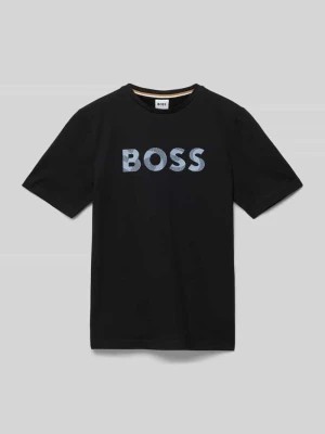 Zdjęcie produktu T-shirt z okrągłym dekoltem i nadrukiem z logo Boss