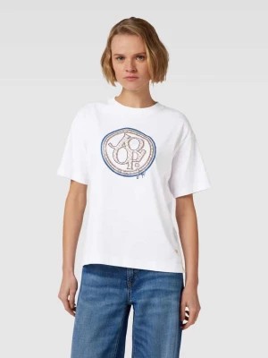 Zdjęcie produktu T-shirt z prążkowanym, okrągłym dekoltem i nadrukiem z motywem Joop!