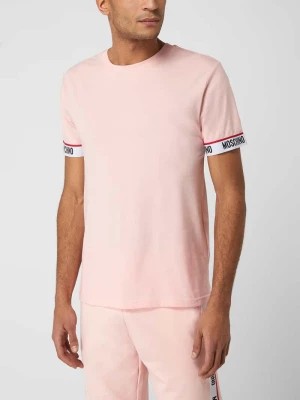 Zdjęcie produktu T-shirt z wykończeniami w kontrastowym kolorze model ‘Basic Logotape’ Moschino Swim + Underwear