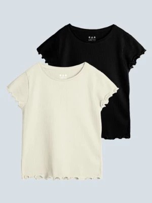 Zdjęcie produktu T-shirty dziewczęce w prążki - czarny i ecru - Limited Edition
