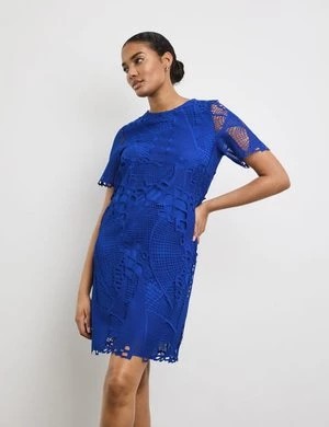 Zdjęcie produktu TAIFUN Damski Koronkowa sukienka krótkie Okrągły Niebieski Jednokolorowy