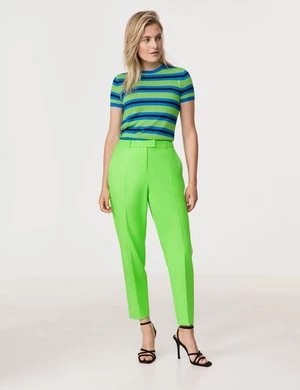 Zdjęcie produktu TAIFUN Damski Spodnie z dodatkiem streczu o dł. 7/8 z kantami Slim Fit Zielony Jednokolorowy