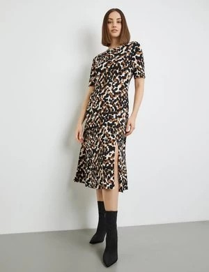 Zdjęcie produktu TAIFUN Damski Sukienka dzianinowa Półrękawek Prostokątny Brązowy Wzorzysty