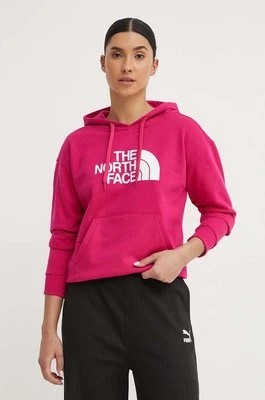 Zdjęcie produktu The North Face bluza bawełniana damska kolor różowy z kapturem z nadrukiem NF0A3RZ4PYI1